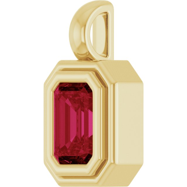 14K Yellow Gold Emerald Polished Lab-Grown Gemstone Charm/Pendant