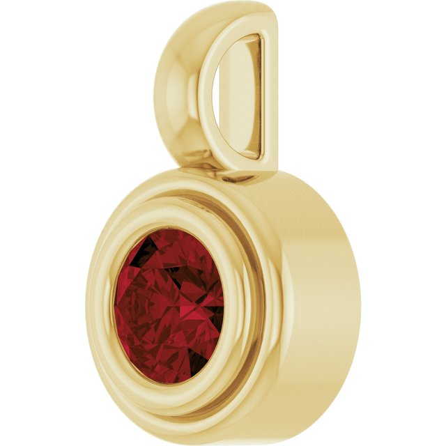 14K Yellow Gold Round Polished Natural Gemstone Charm/Pendant