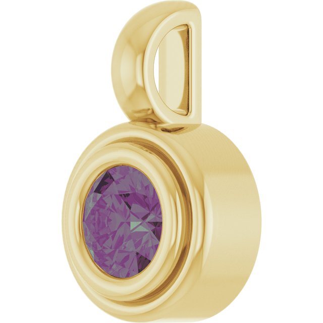 14K Yellow Gold Round Polished Lab-Grown Gemstone Charm/Pendant