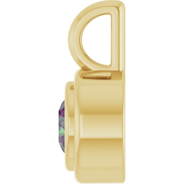 14K Yellow Gold Round Polished Lab-Grown Gemstone Charm/Pendant