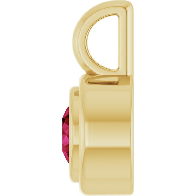 14K Yellow Gold Round Polished Lab-Grown Gemstone Charm/Pendant