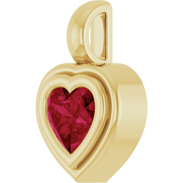 14K Yellow Gold Heart  5 X 5 Mm Polished Lab-Grown Gemstone Charm/Pendant