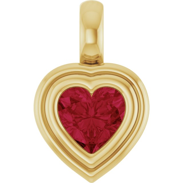 14K Yellow Gold Heart  5 X 5 Mm Polished Lab-Grown Gemstone Charm/Pendant