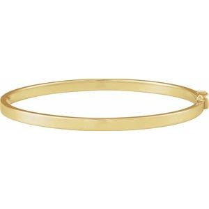 14K Yellow Gold 4 Mm 7 In Polished Flat Tube Hinged Bangle