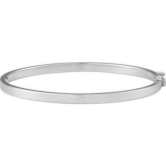 Sterling Silver 4 Mm 7 In Polished Flat Tube Hinged Bangle