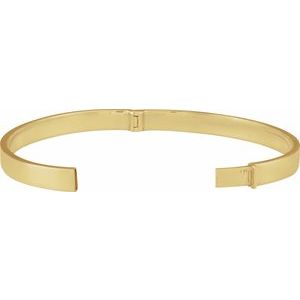 14K Yellow Gold 6 Mm 7 In Polished Flat Tube Hinged Bangle