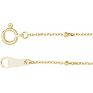 10K Yellow Gold Satellite Bead Cable Chain, Length: 7 In, Width: 1.7 Mm