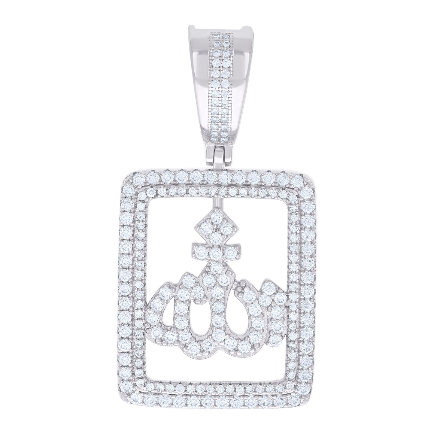 Sterling Silver Mens 1.58ct Moissanite ALLAH Symbol Religious Charm Pendant