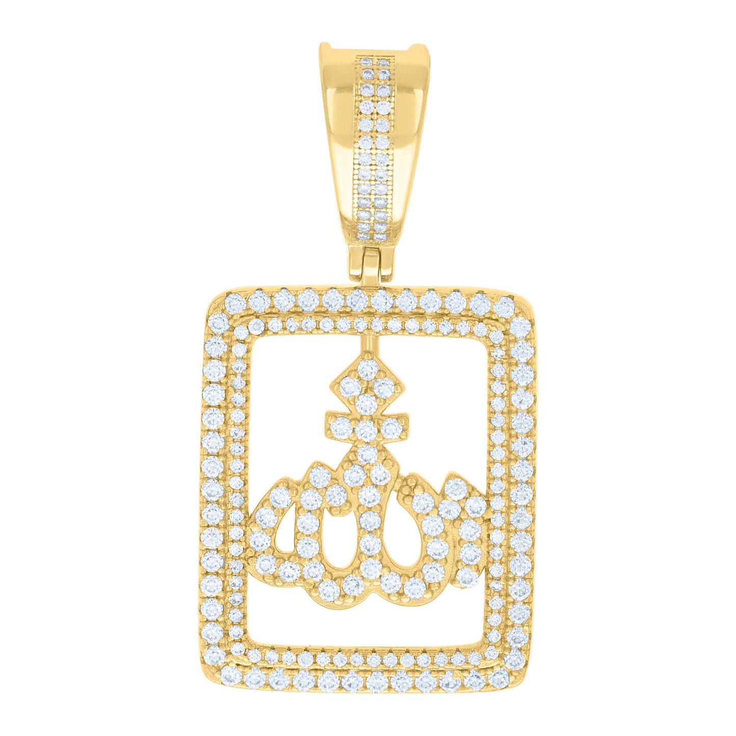 Sterling Silver Mens 1.58ct Moissanite ALLAH Symbol Religious Charm Pendant