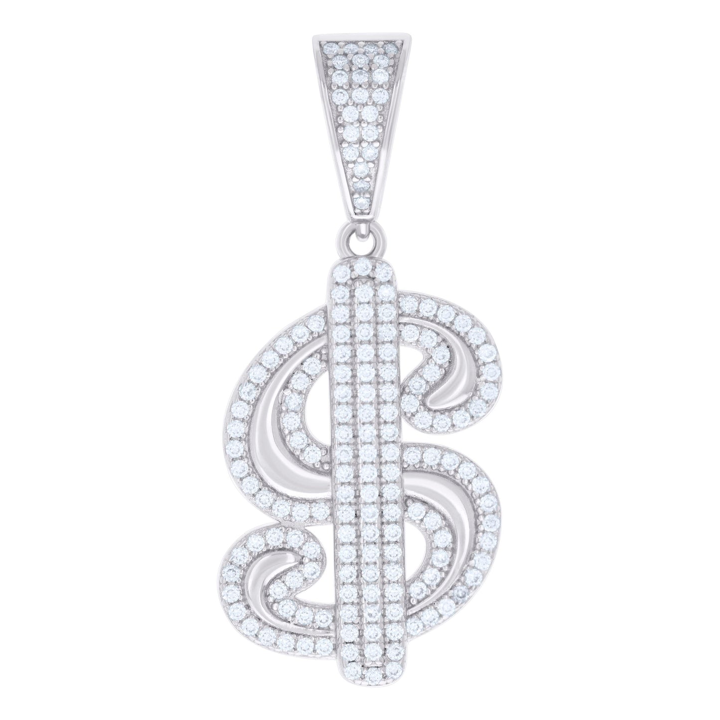 Sterling Silver Mens 1.38ct Moissanite Dollar Sign Currency Fashion Charm Pendant