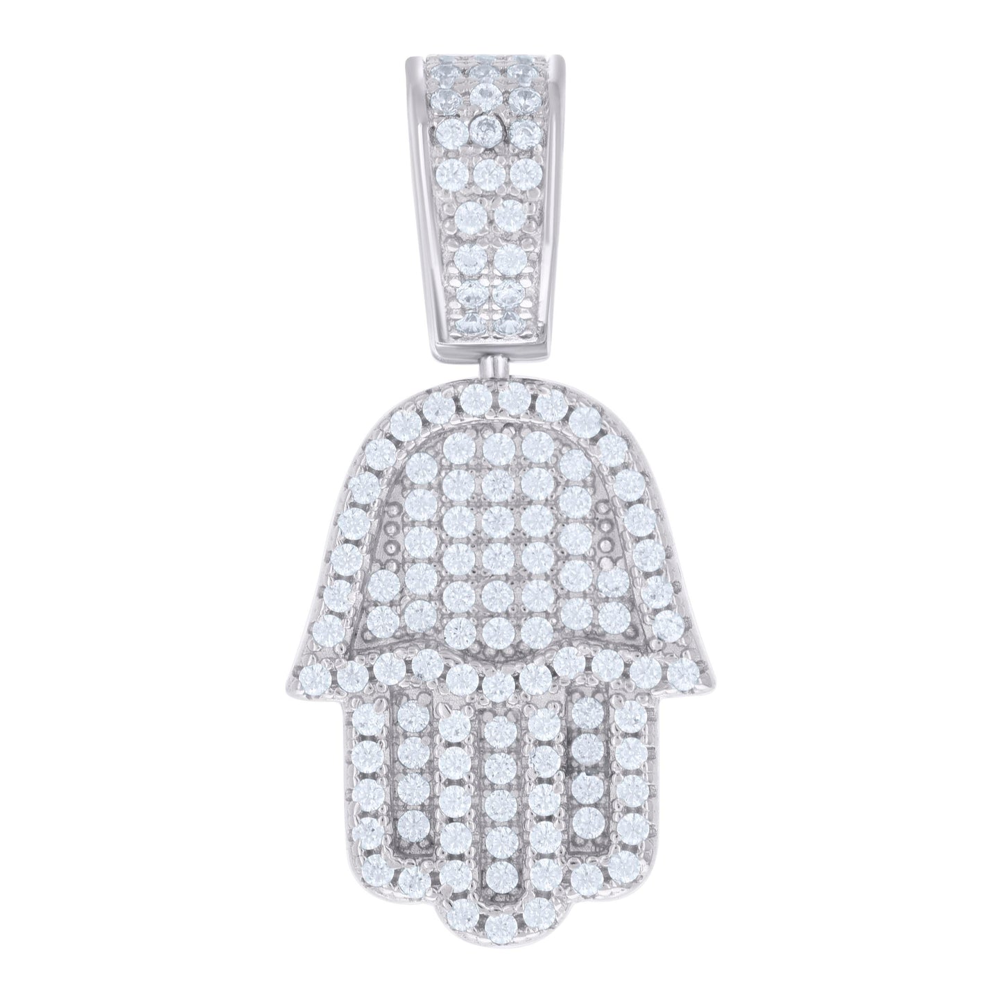 Sterling Silver Mens 1.19ct Moissanite Hamsa Symbol Religious Charm Pendant