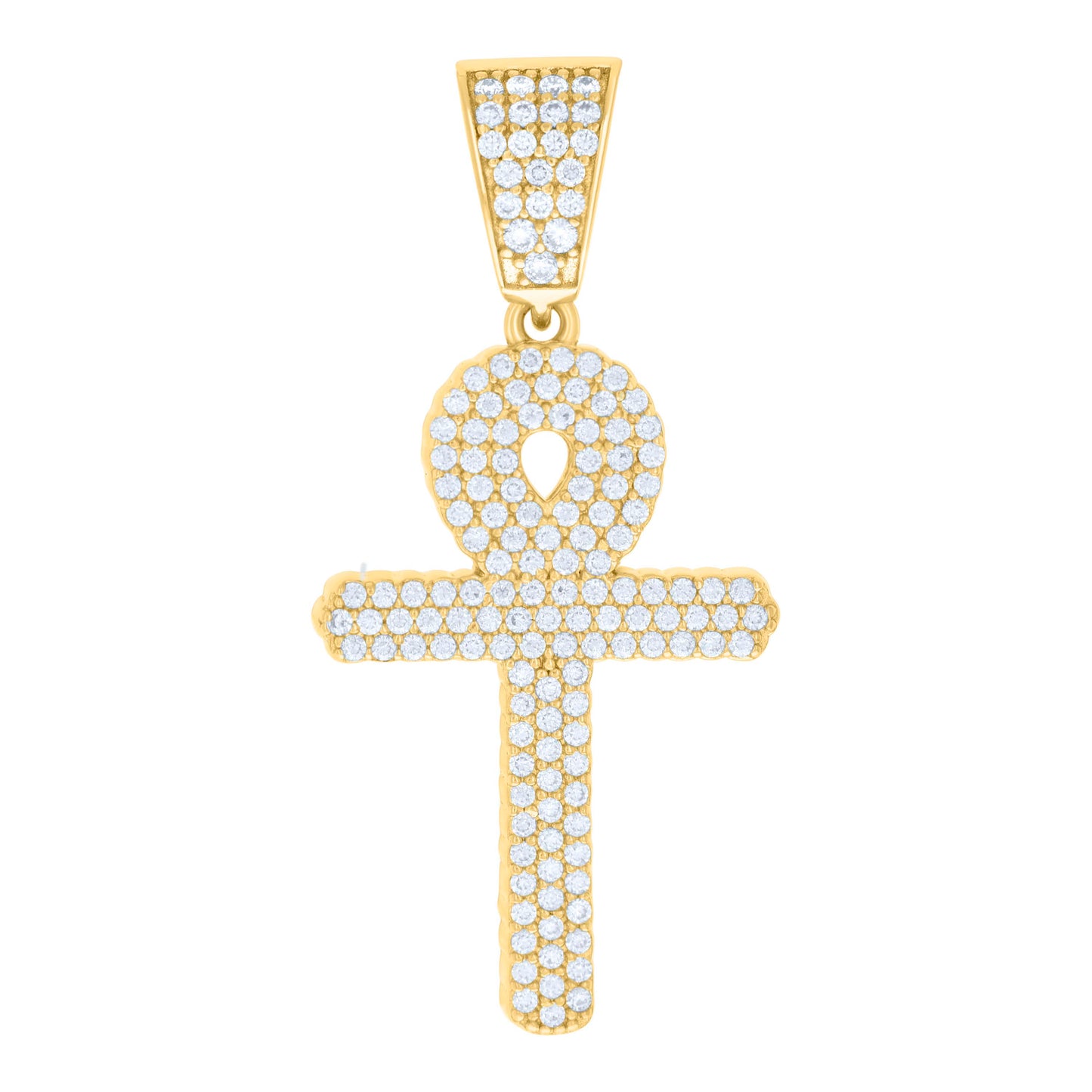 Sterling Silver Mens 0.96ct Moissanite Egyptian Ankh Cross Religious Charm Pendant