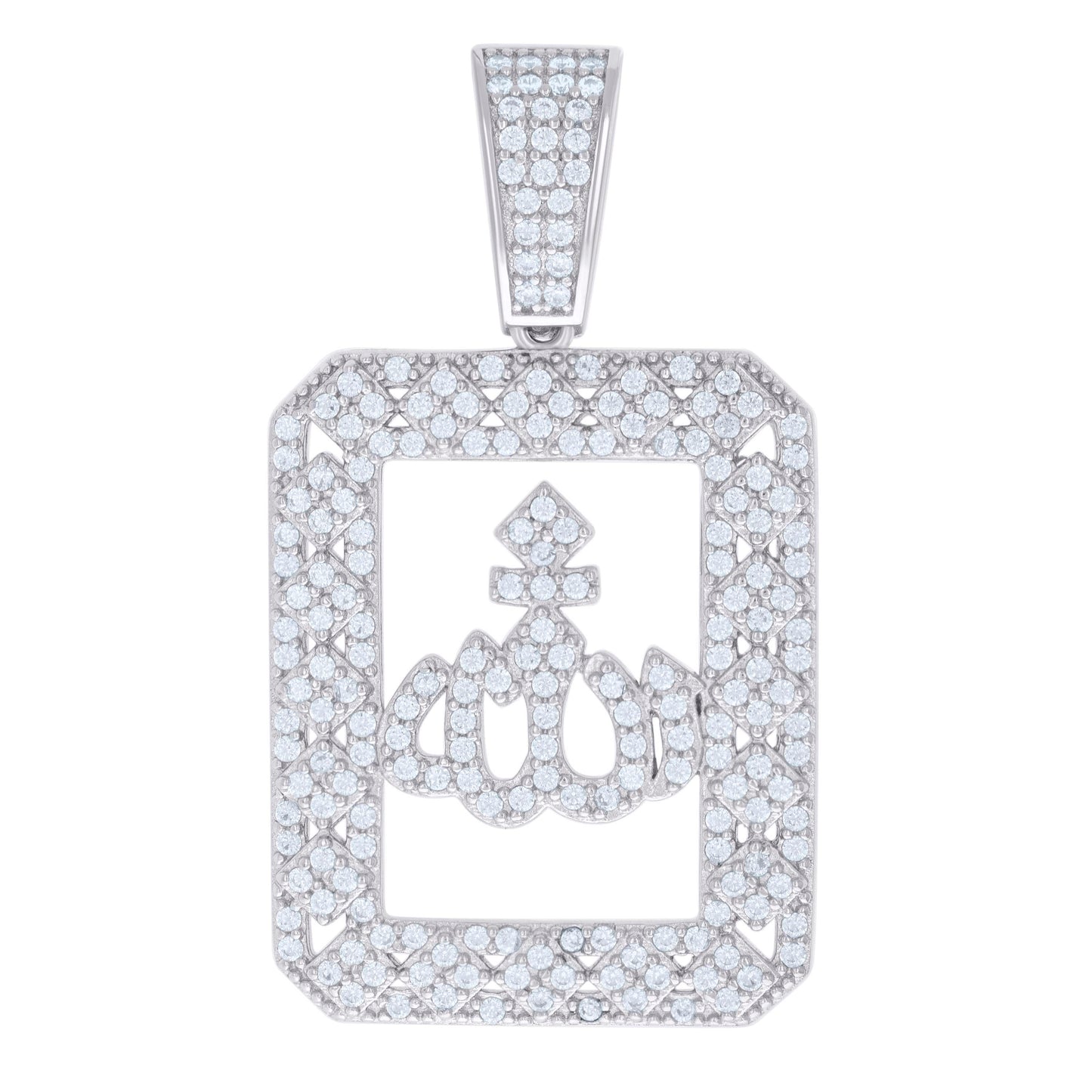 Sterling Silver Mens 1.36ct Moissanite ALLAH Symbol Religious Charm Pendant