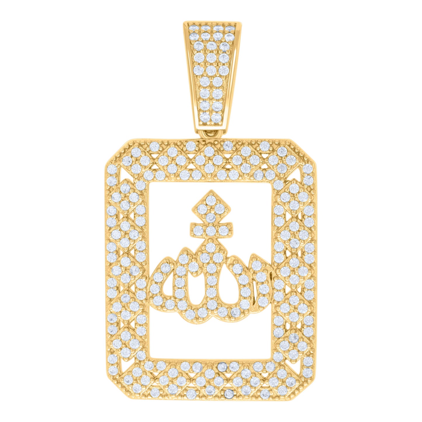 Sterling Silver Mens 1.36ct Moissanite ALLAH Symbol Religious Charm Pendant