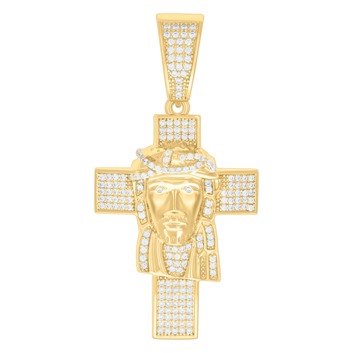 Sterling Silver Mens 1.06ct Moissanite Jesus Cross Religious Charm Pendant