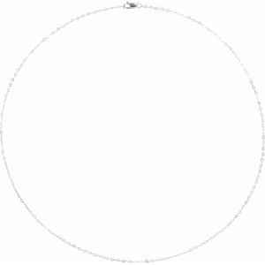14K White Gold Flat Heart Chain, Length: 24 In, Width: .8 Mm