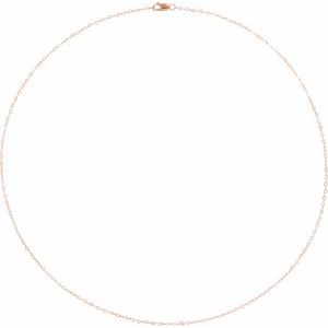 14K Rose Gold Flat Heart Chain, Length: 20 In, Width: .8 Mm