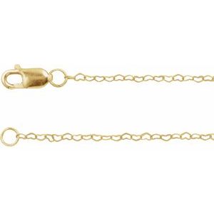 14K Yellow Gold Flat Heart Chain, Length: 7 In, Width: .8 Mm