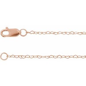 14K Rose Gold Flat Heart Chain, Length: 7 In, Width: .8 Mm