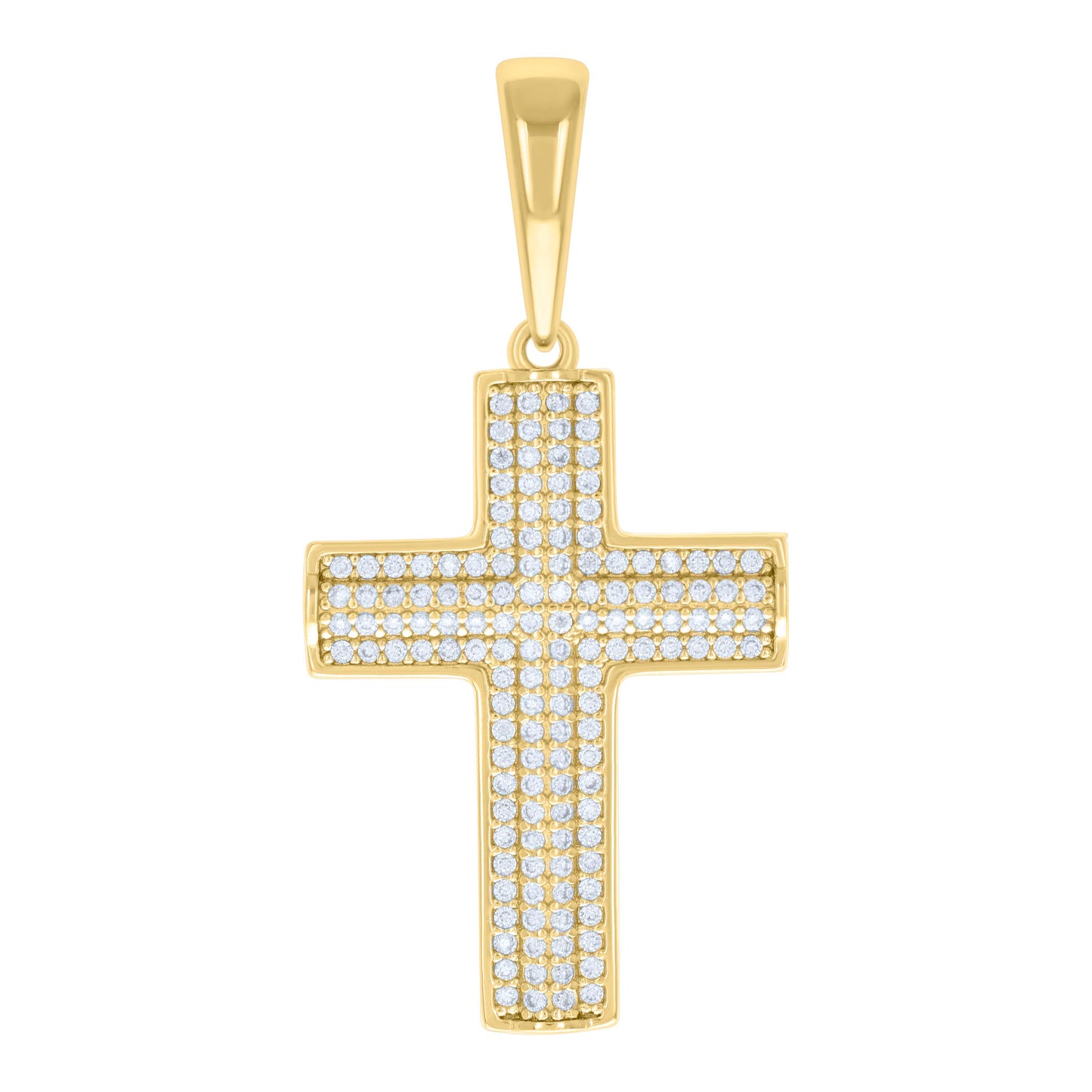 Sterling Silver Mens 0.74ct Moissanite Cross Religious Charm Pendant