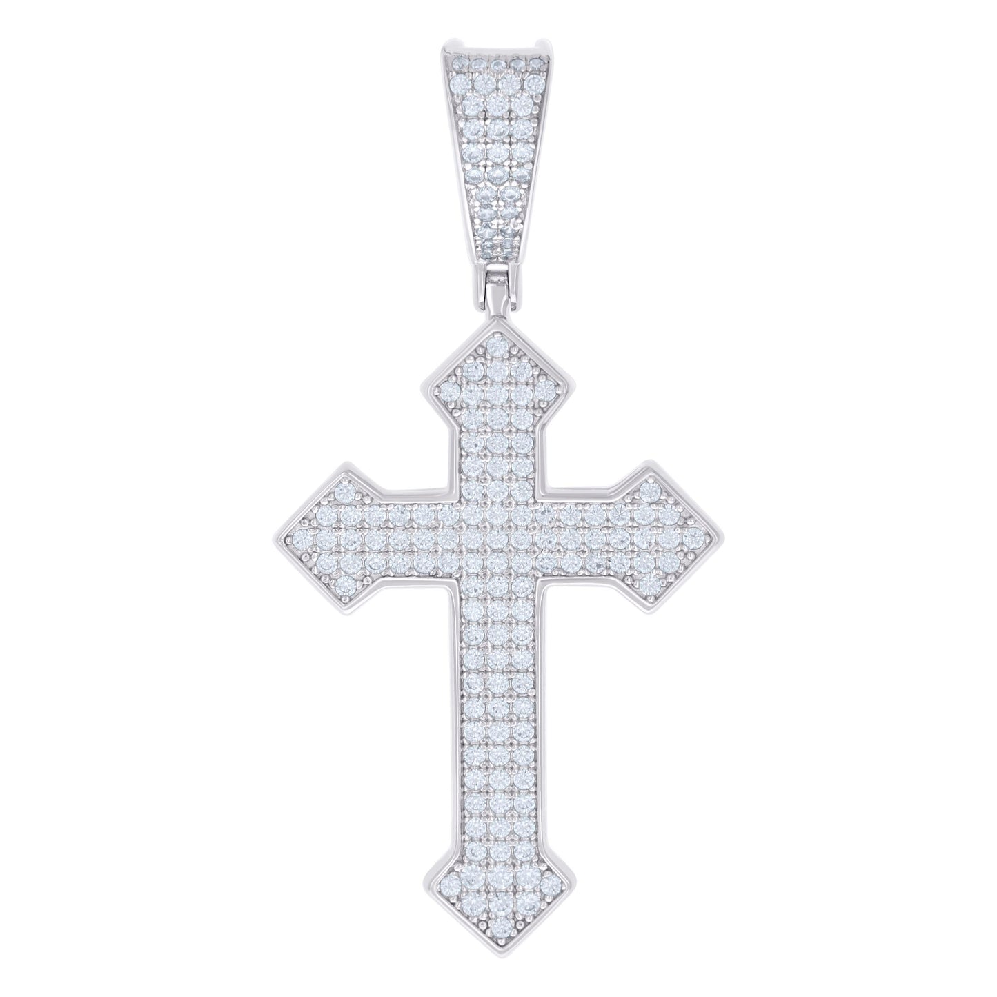 Sterling Silver Mens 1.22ct Moissanite Cross Religious Charm Pendant
