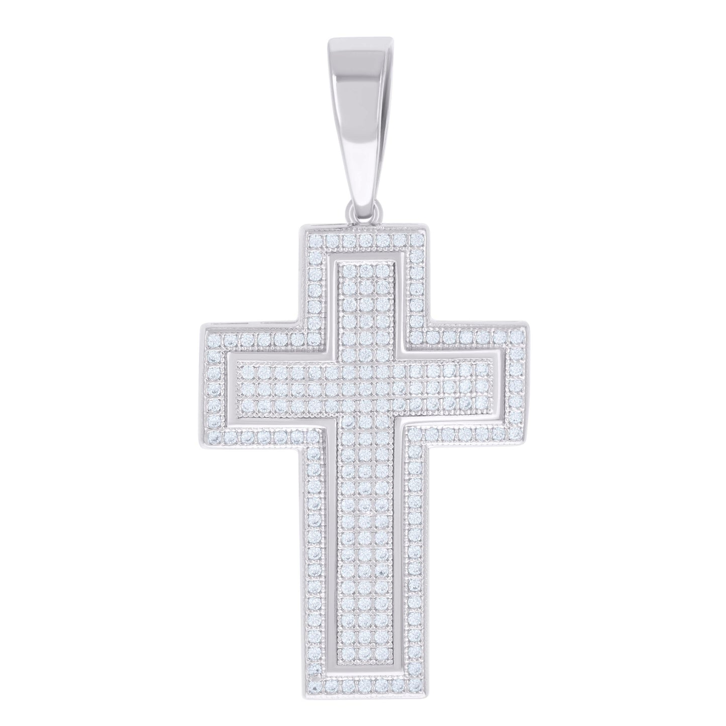 Sterling Silver Mens 1.04ct Moissanite Cross Religious Charm Pendant