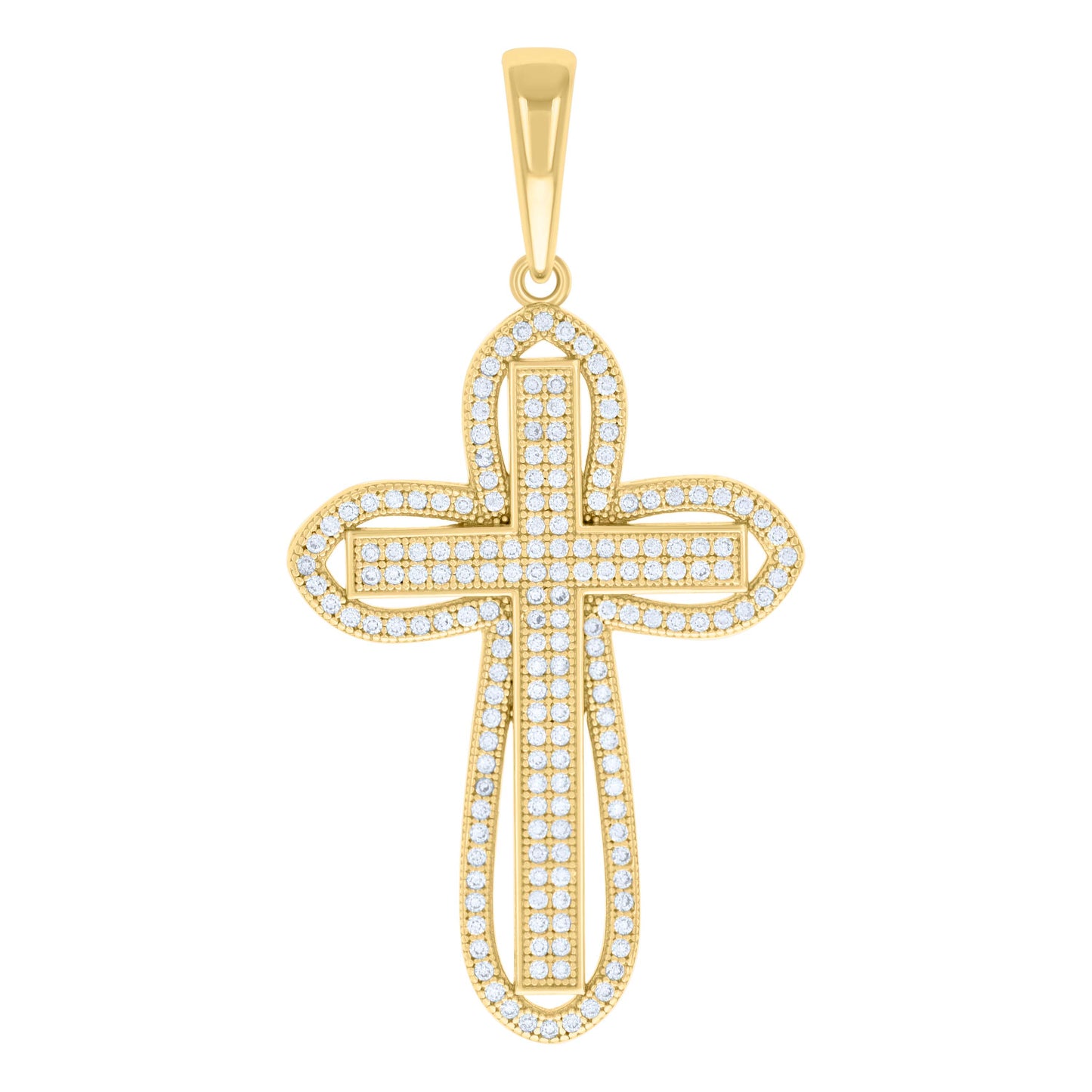 Sterling Silver Mens 1.09ct Moissanite Cross Religious Charm Pendant