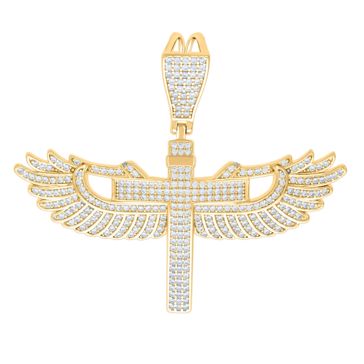 Sterling Silver Mens 1.74ct Moissanite Flying Cross Religious Charm Pendant