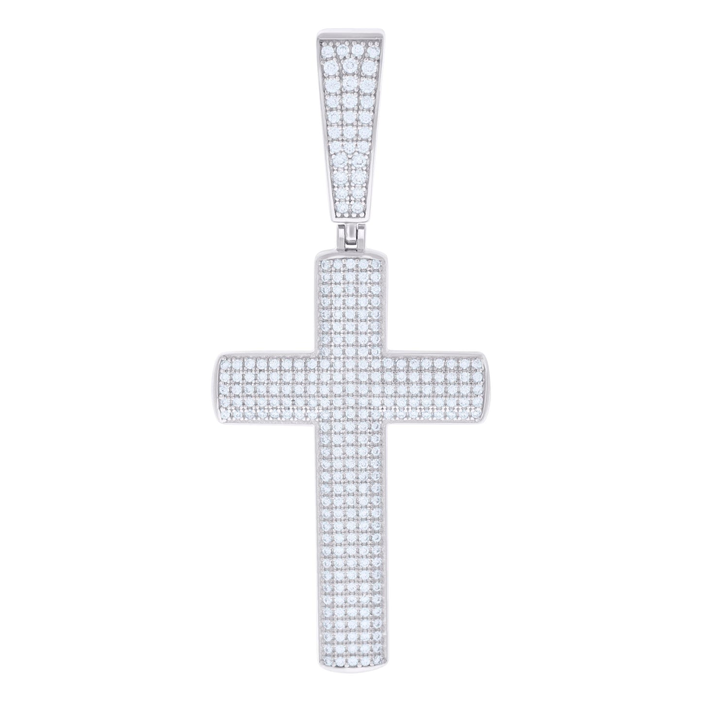 Sterling Silver Mens 1.26ct Moissanite Cross Religious Charm Pendant