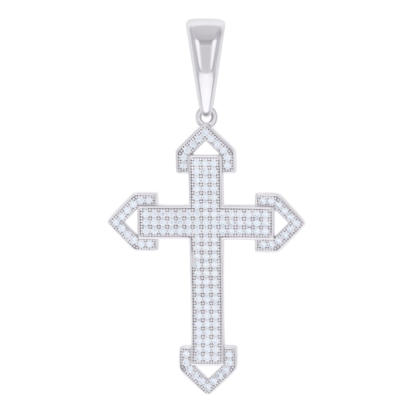 Sterling Silver Mens 0.96ct Moissanite Cross Religious Charm Pendant