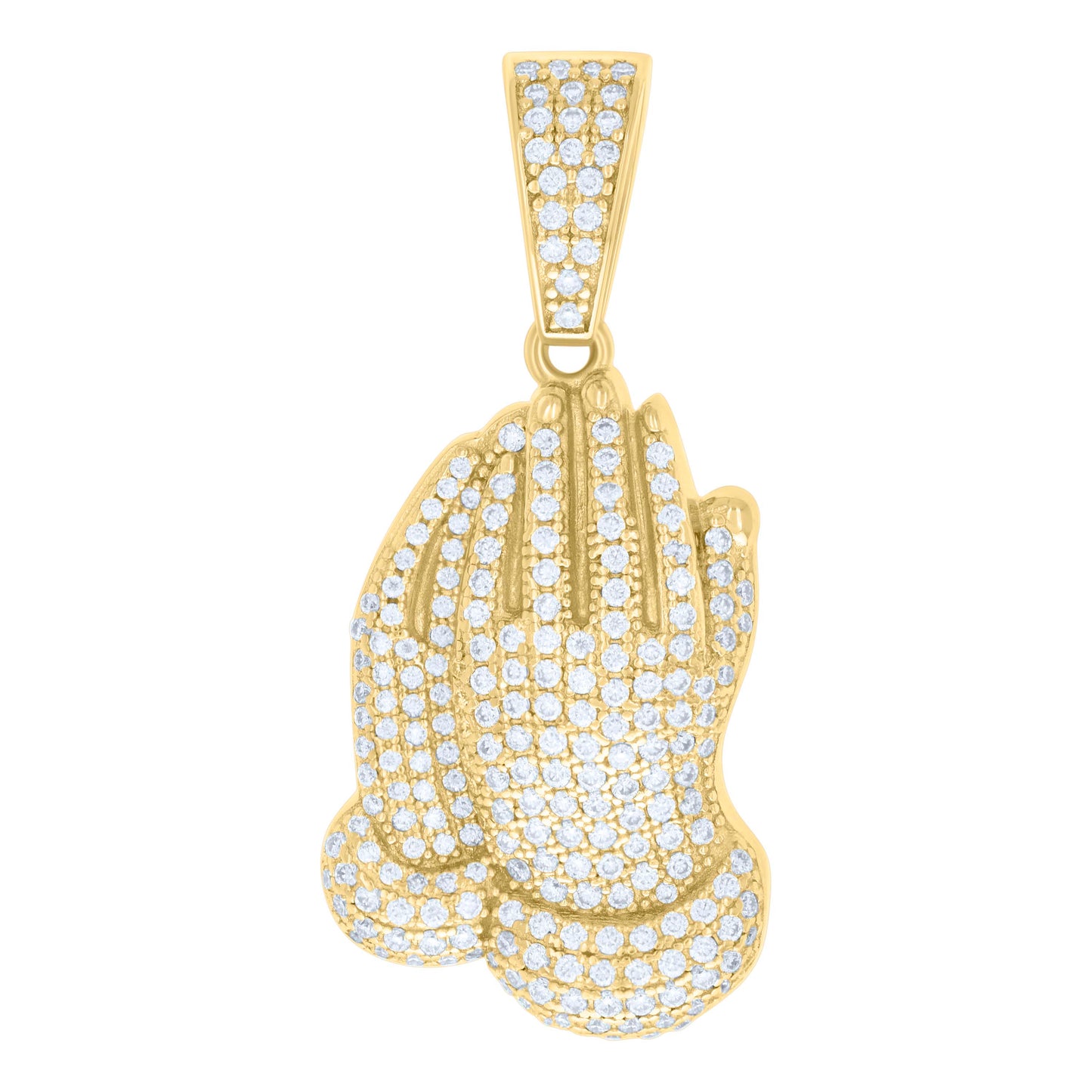 Sterling Silver Mens 1.33ct Moissanite Praying Hands Symbol Religious Charm Pendant
