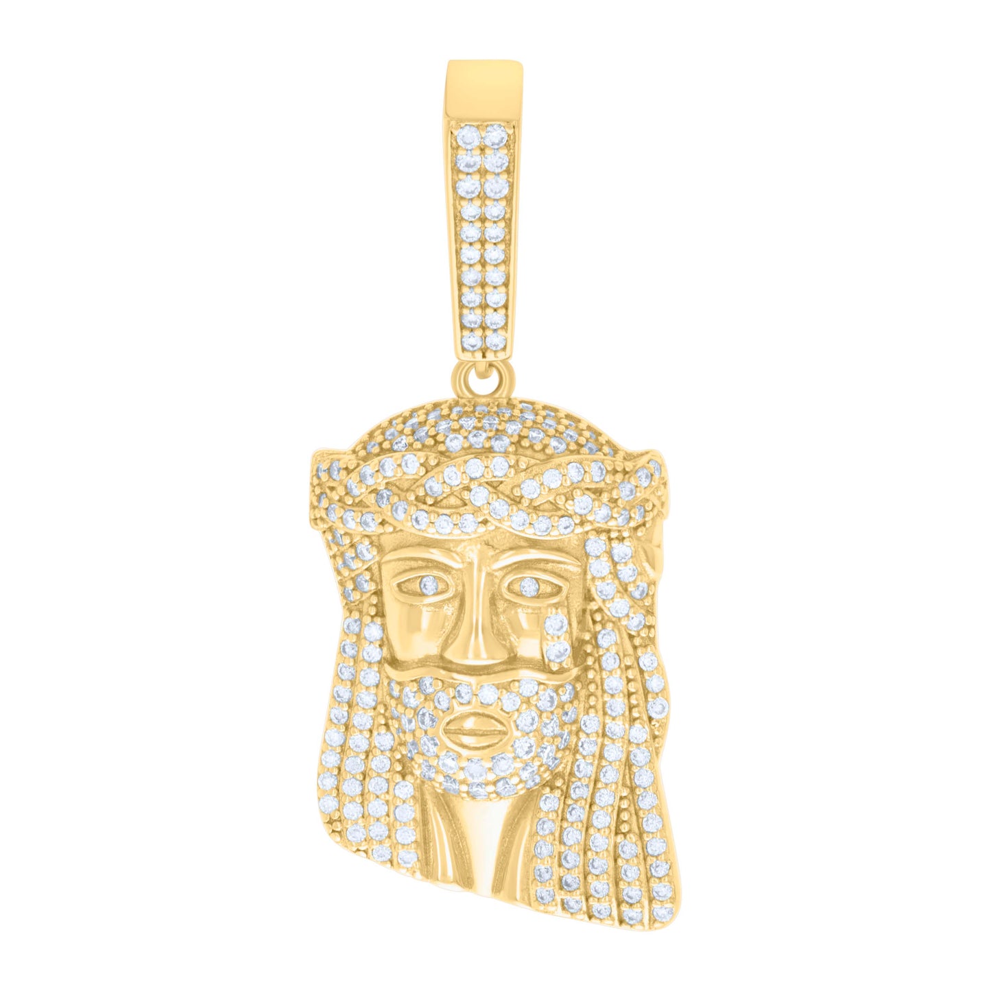 Sterling Silver Mens Moissanite Jesus Religious Charm Pendant
