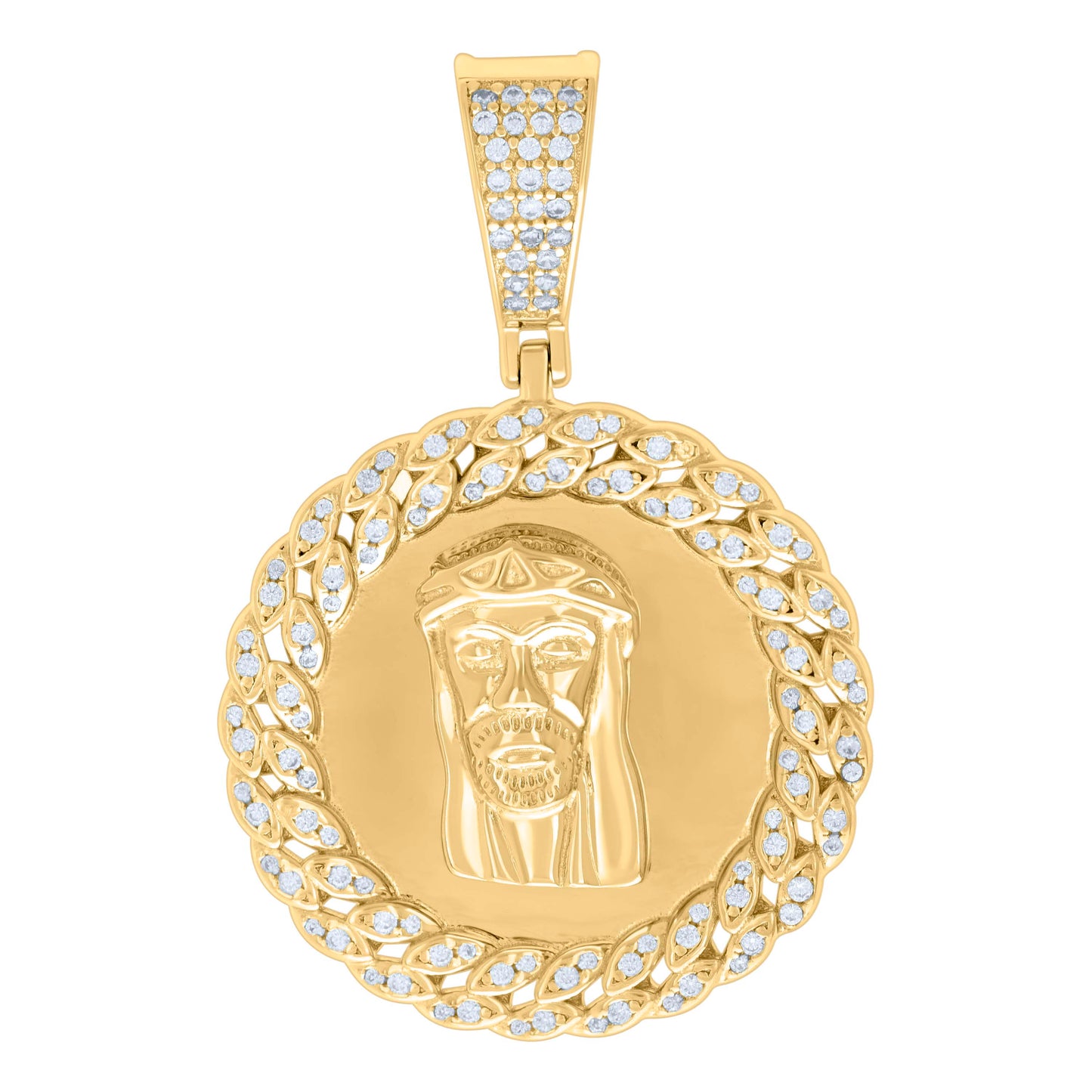 Sterling Silver Mens 0.69ct Moissanite Jesus Religious Charm Pendant