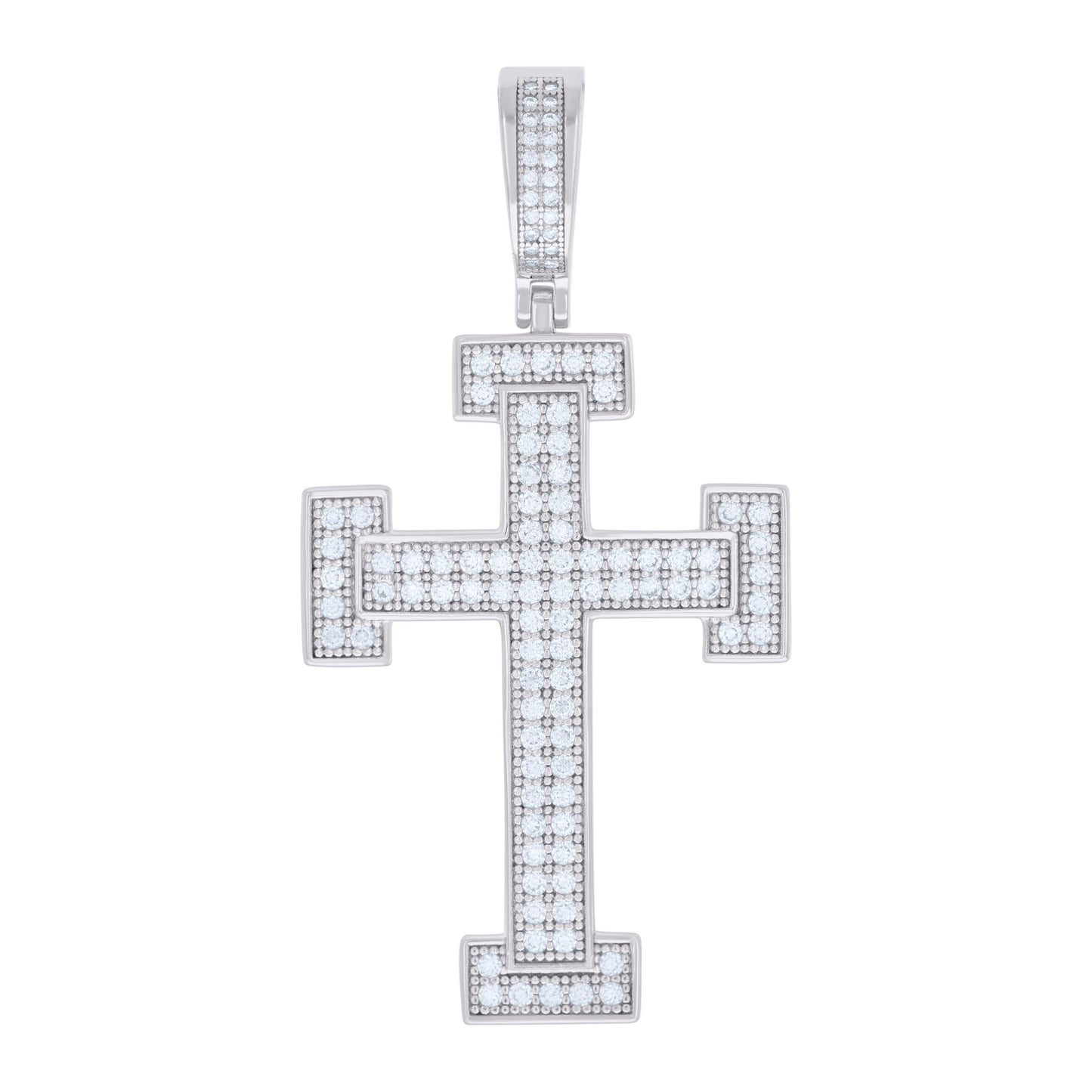 Sterling Silver Men Moissanite Cross Religious Charm Pendant