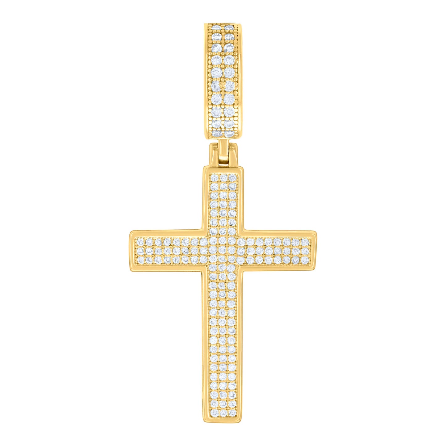 Sterling Silver Or Yellow-tone Mens Moissanite Cross Religious Charm Pendant