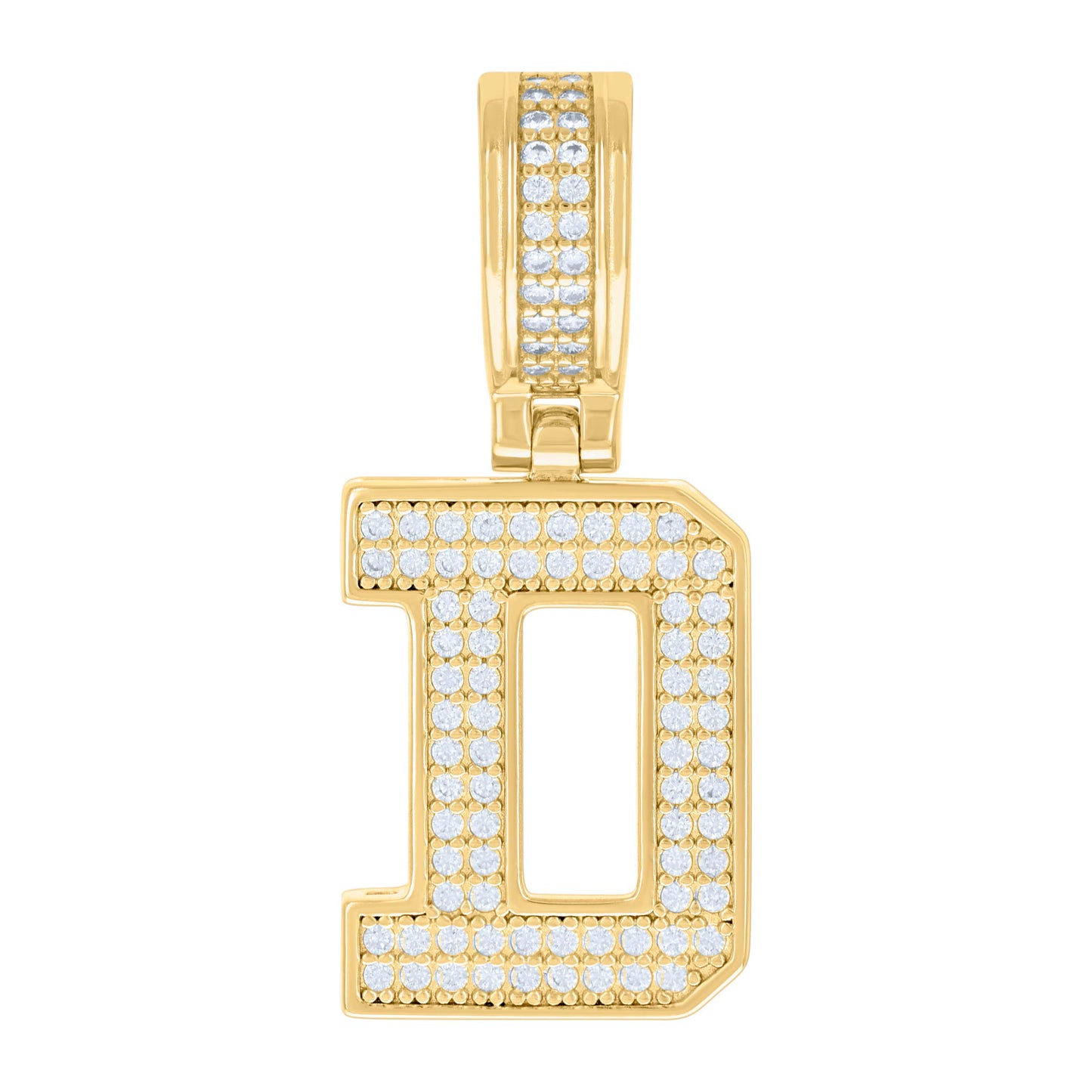 Sterling Silver Or Yellow-tone Unisex 0.50ct Moissanite Initial Alphabet Charm Pendant
