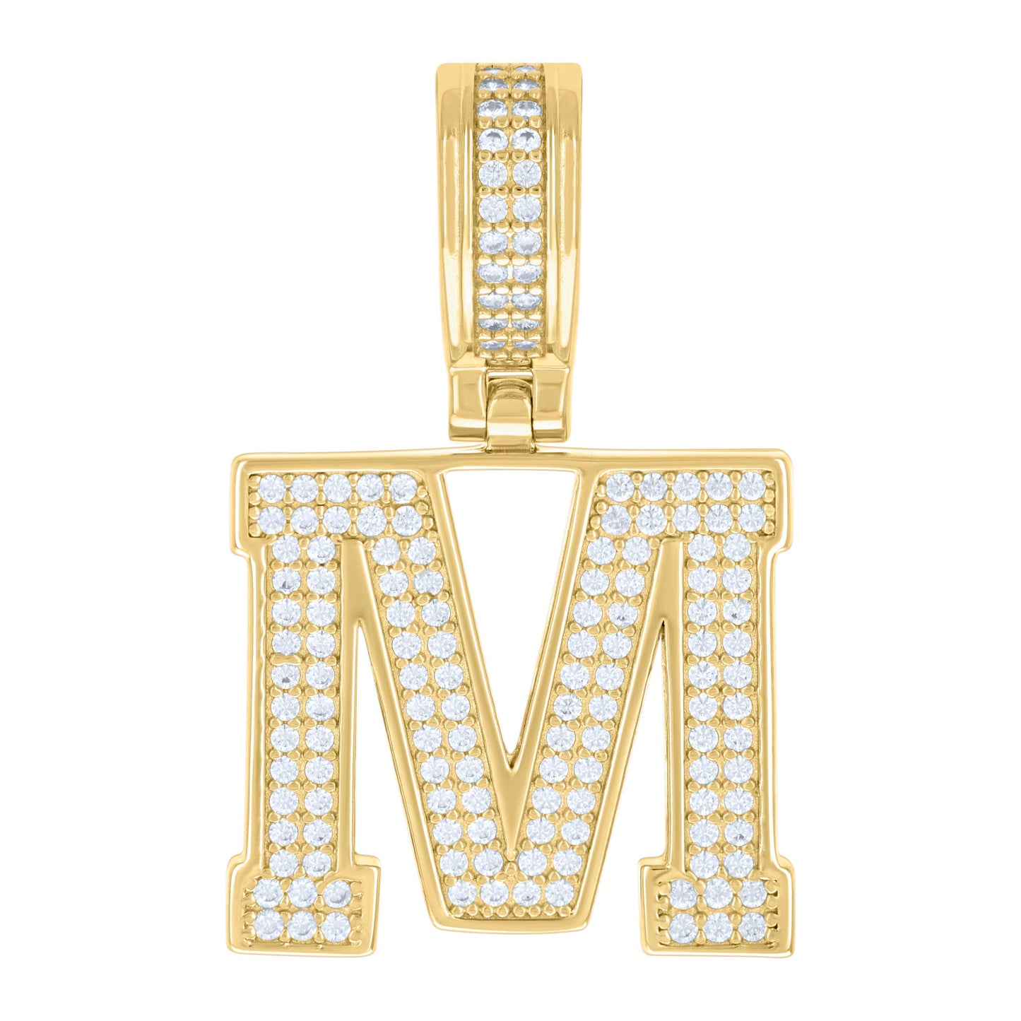 Sterling Silver Or Yellow-tone Unisex 0.50ct Moissanite Initial Alphabet Charm Pendant
