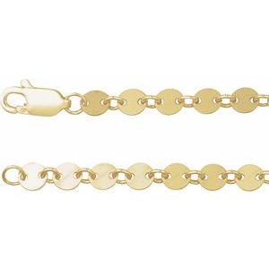 14K Yellow Gold-Filled Lobster Clasp Round Mirror Chain, Length: 16 In, Width: 4 Mm
