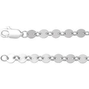 Sterling Silver Lobster Clasp Round Mirror Chain, Length: 16 In, Width: 4 Mm