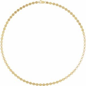 14K Yellow Gold-Filled Lobster Clasp Round Mirror Chain, Length: 16 In, Width: 4 Mm