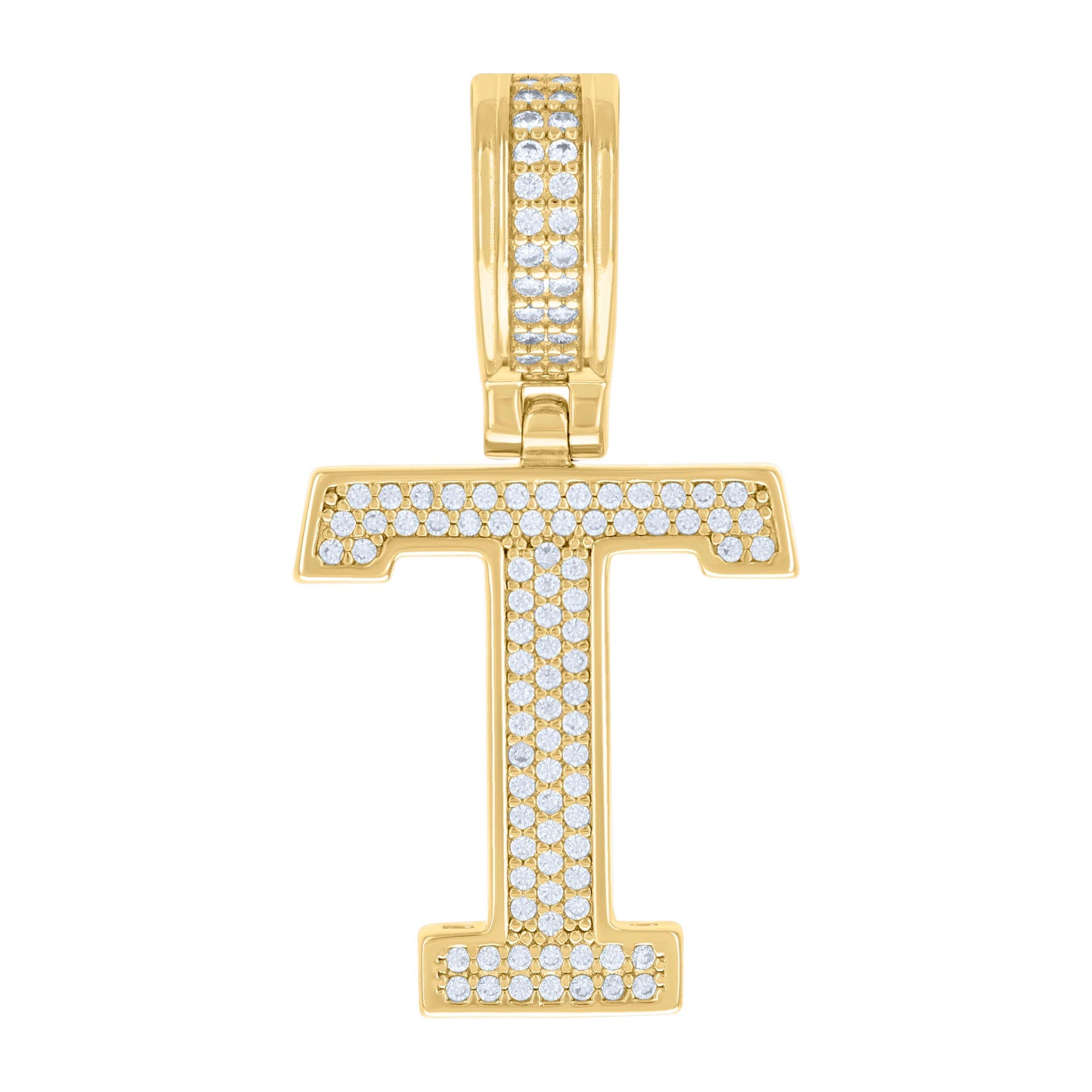 Sterling Silver Or Yellow-tone Unisex 0.50ct Moissanite Initial Alphabet Charm Pendant