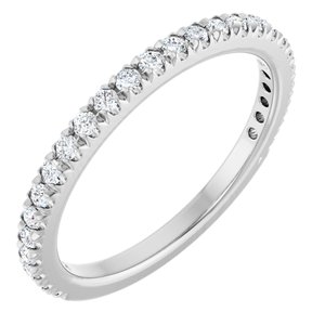 14K White Gold Round 1.5 Mm Polished 1/3 Ctw Lab-Grown Diamond French-Set Anniversary Band Size 7