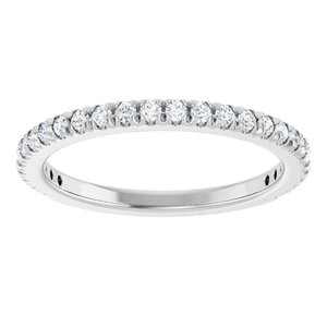 14K White Gold Round 1.5 Mm Polished 1/3 Ctw Lab-Grown Diamond French-Set Anniversary Band Size 7
