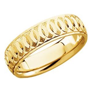 14K Yellow Gold Patterened Comfort-Fit Band Size 9