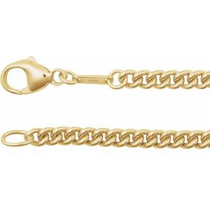 14K Yellow Gold Curb Chain, Length: 20 In, Width: 3.4 Mm