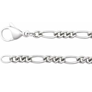 Titanium Lobster Clasp Curbed Figaro Chain, Length: 18 In, Width: 3.6 Mm