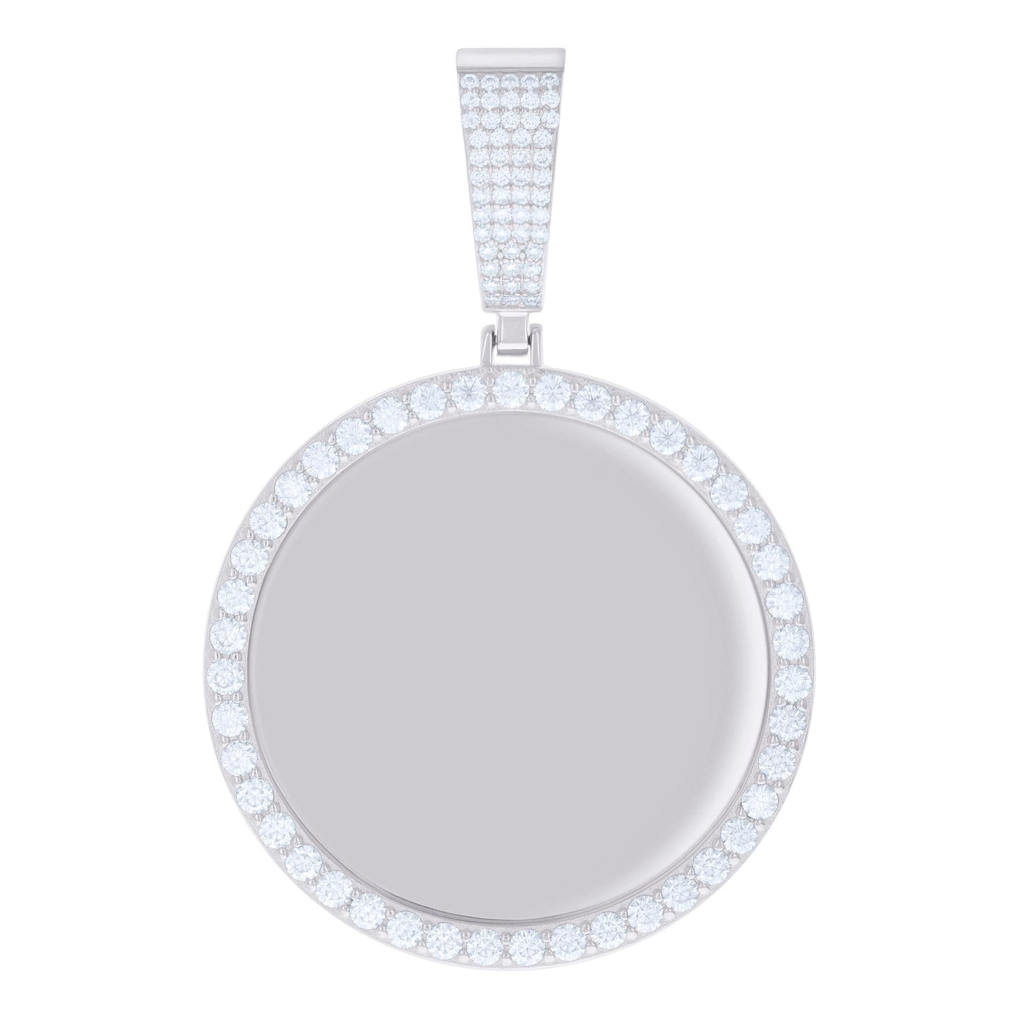 Sterling Silver Mens 3.04ct Moissanite Circle Picture Frame Pendant