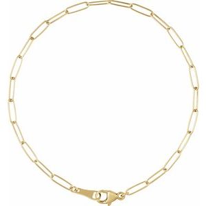 18K Yellow Gold Paperclip Style Chain, Width: 2.4 Mm
