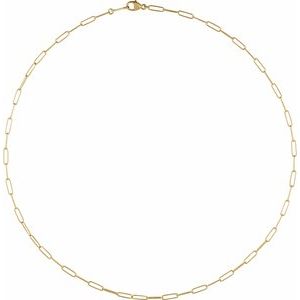 18K Yellow Gold Paperclip Style Chain, Width: 2.4 Mm