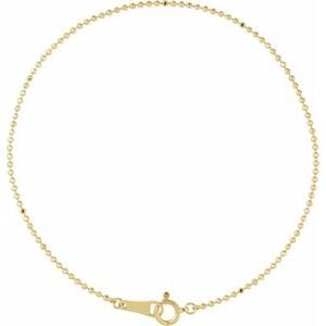 10K Yellow Gold Diamond-Cut Bead Chain, Length: 7 In, Width: 1.2 Mm